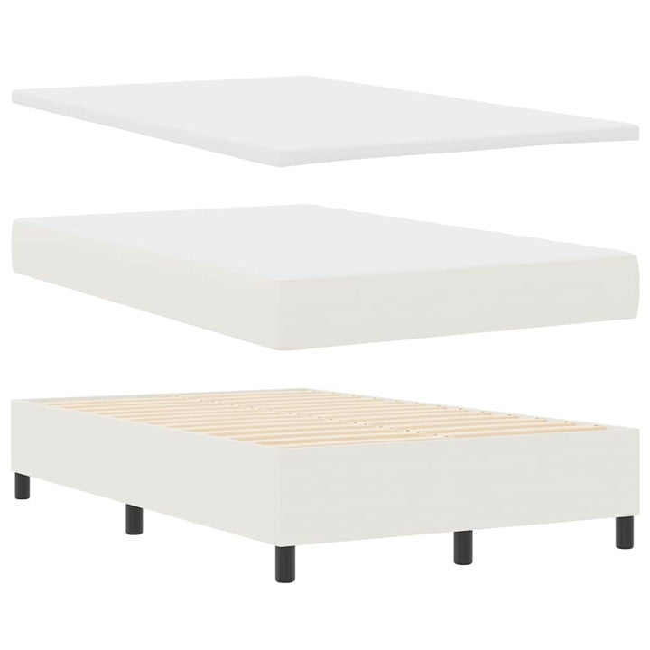 LED Box Spring Bed Creme og hvid 120 x 200 cm Velourstof