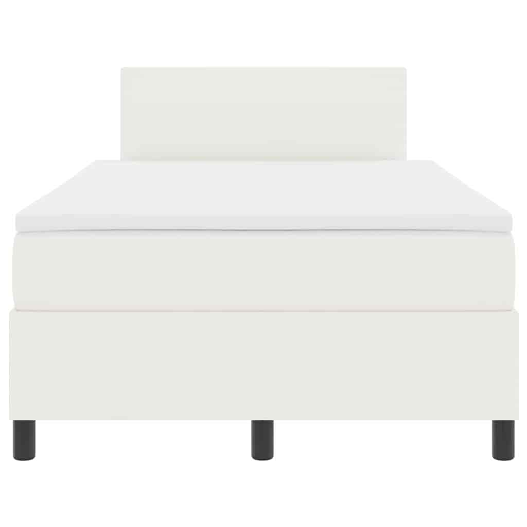 LED Box Spring Bed Creme og hvid 120 x 200 cm Velourstof