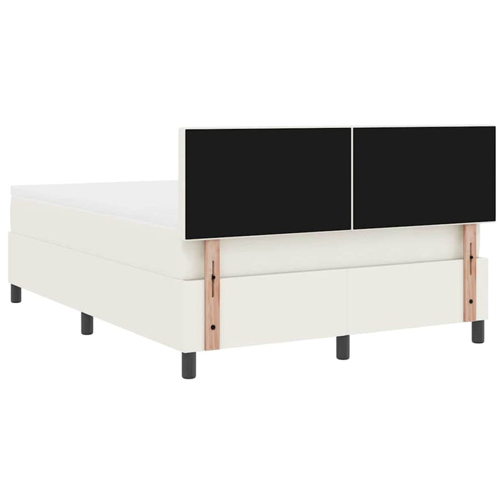 LED Box Spring Bed Creme og hvid 140 x 190 cm Velourstof