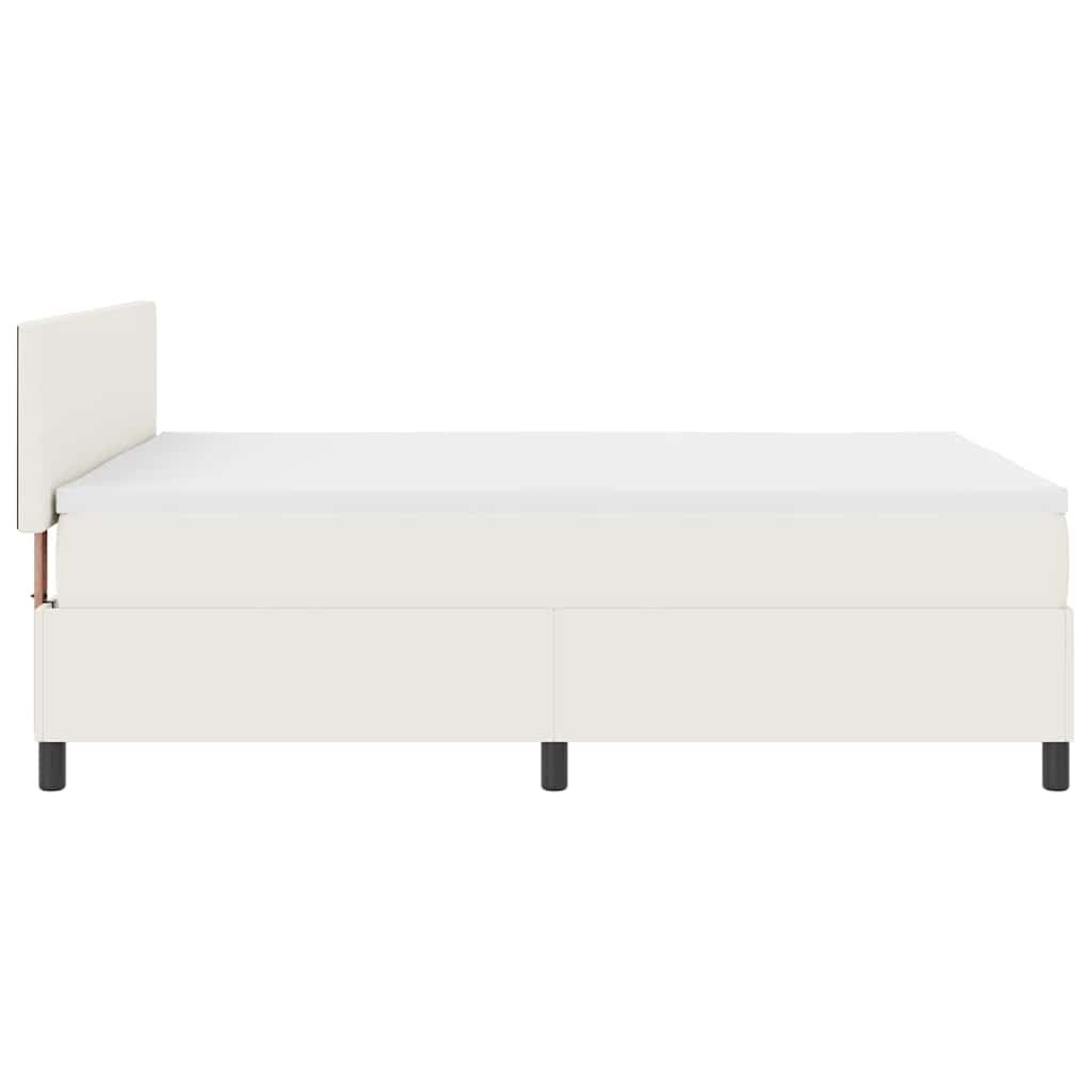 LED Box Spring Bed Creme og hvid 140 x 190 cm Velourstof