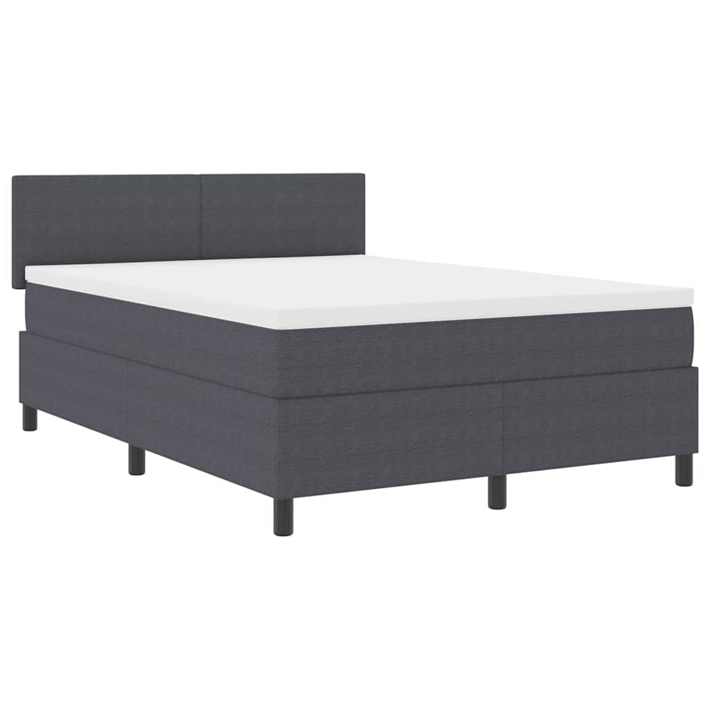 LED Box Spring Bed Mørkegrå og Hvid 140 x 200 cm Velourstof