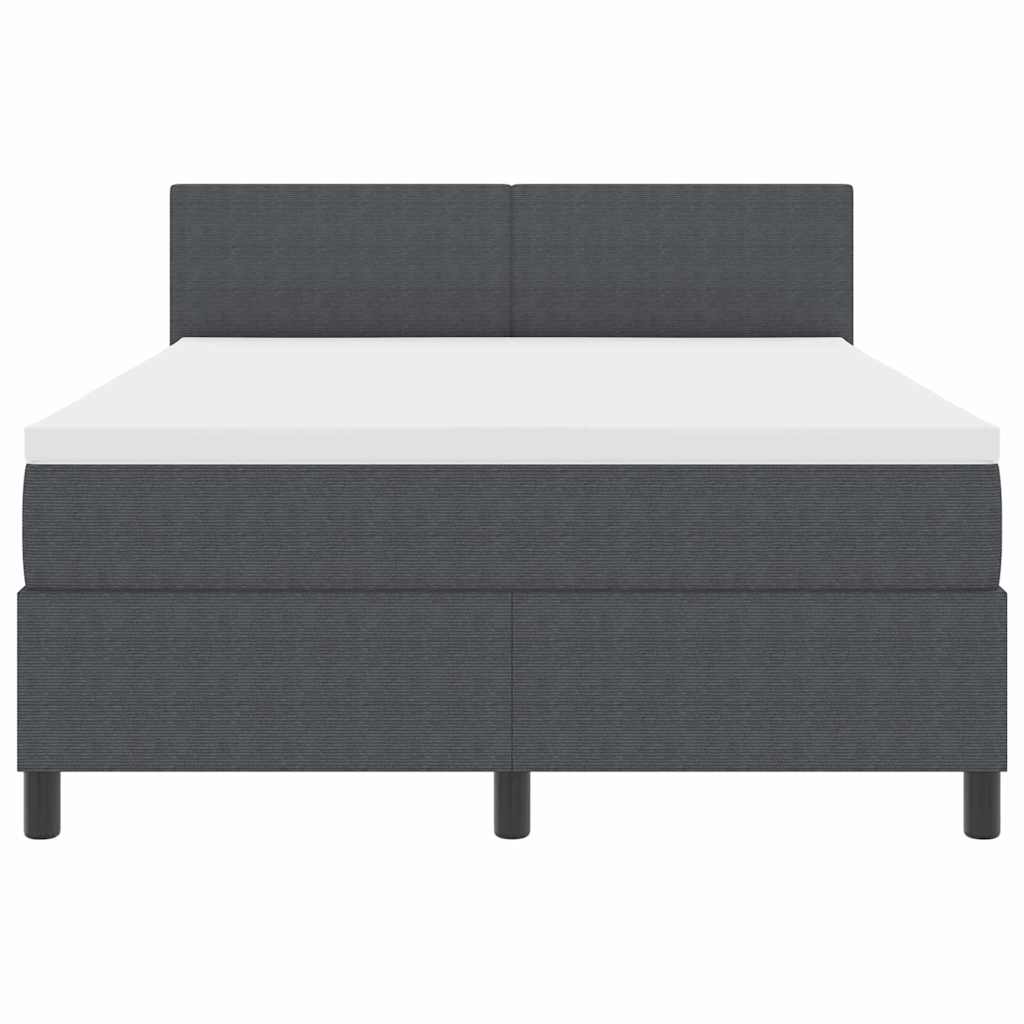 LED Box Spring Bed Mørkegrå og Hvid 140 x 200 cm Velourstof