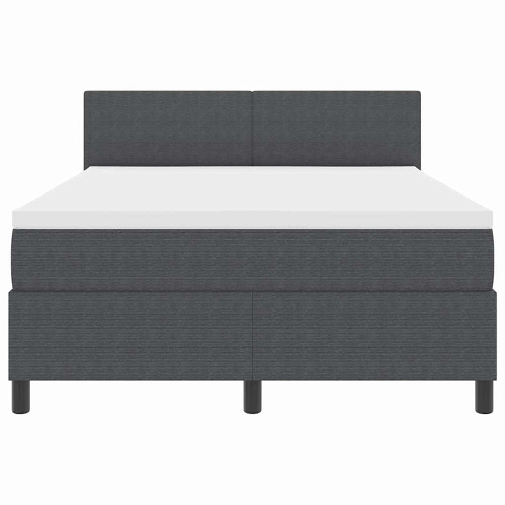 LED Box Spring Bed Mørkegrå og Hvid 140 x 200 cm Velourstof