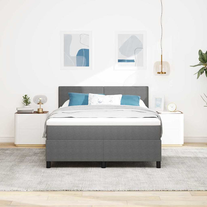 LED Box Spring Bed Lys Grå og Hvid 160 x 200 cm Velourstof