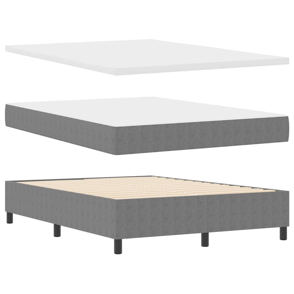 LED Box Spring Bed Lys Grå og Hvid 160 x 200 cm Velourstof
