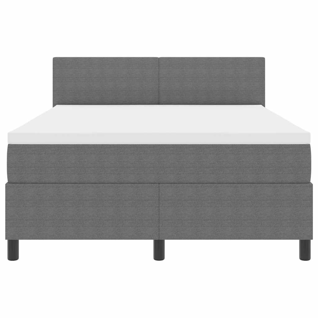 LED Box Spring Bed Lys Grå og Hvid 160 x 200 cm Velourstof