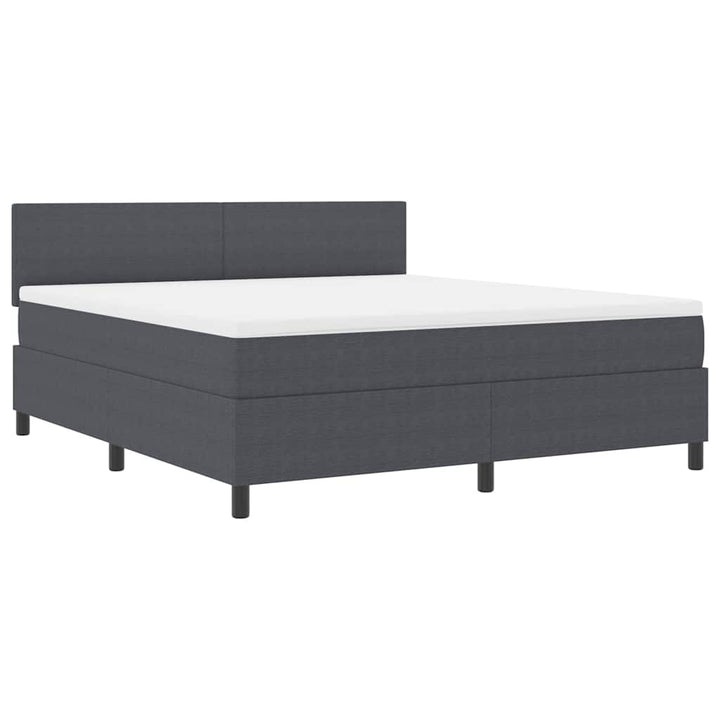 LED Box Spring Bed Mørkegrå og Hvid 180 x 200 cm Velourstof