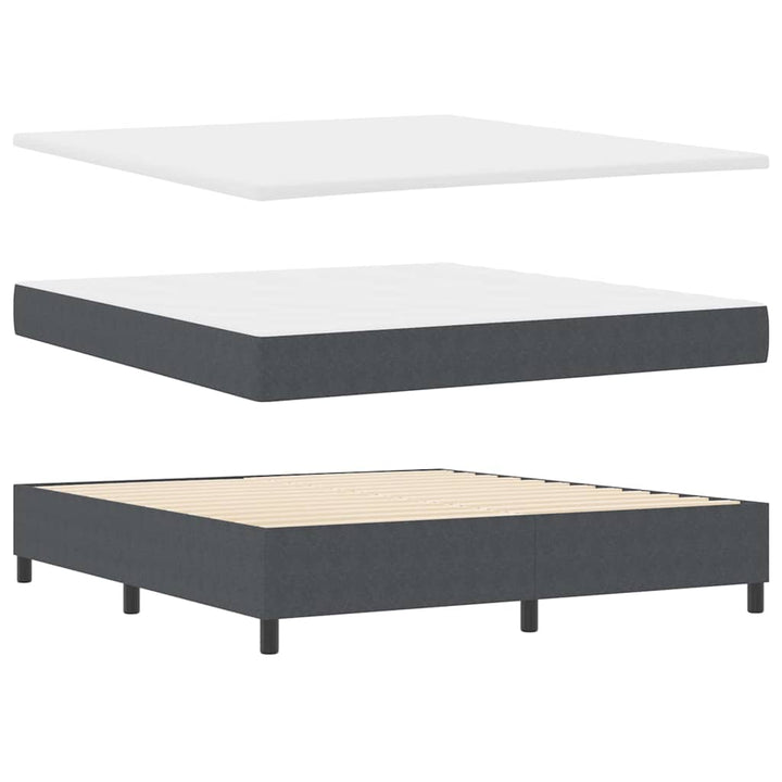 LED Box Spring Bed Mørkegrå og Hvid 180 x 200 cm Velourstof