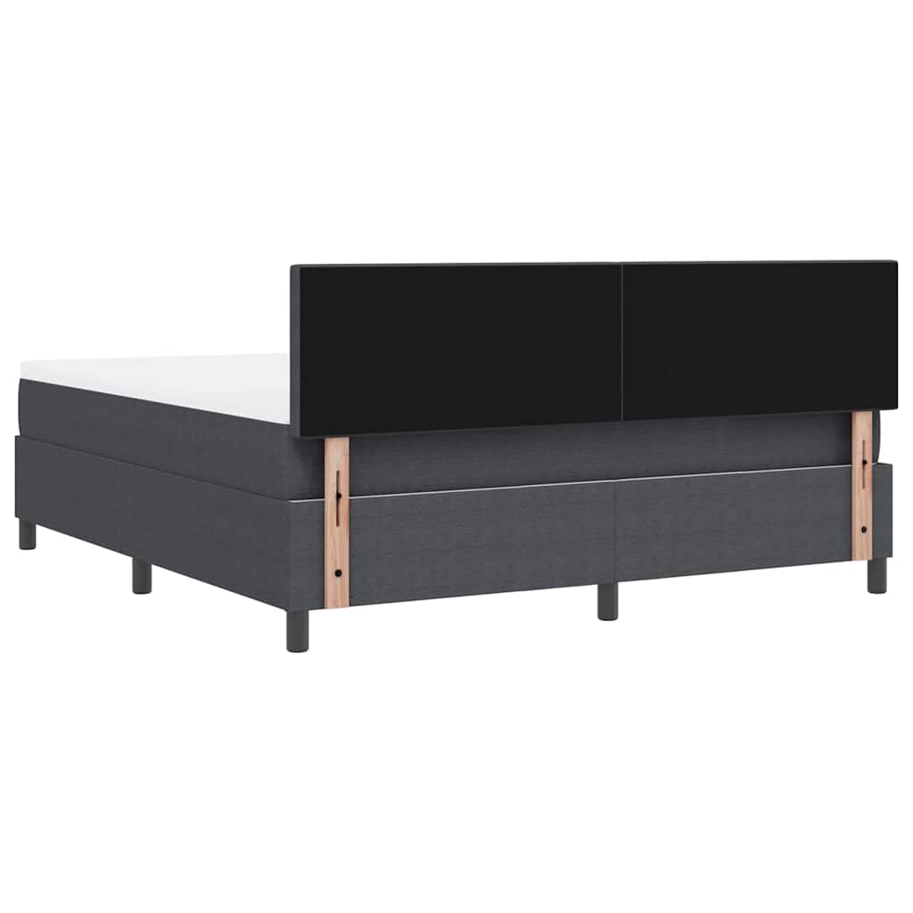 LED Box Spring Bed Mørkegrå og Hvid 180 x 200 cm Velourstof