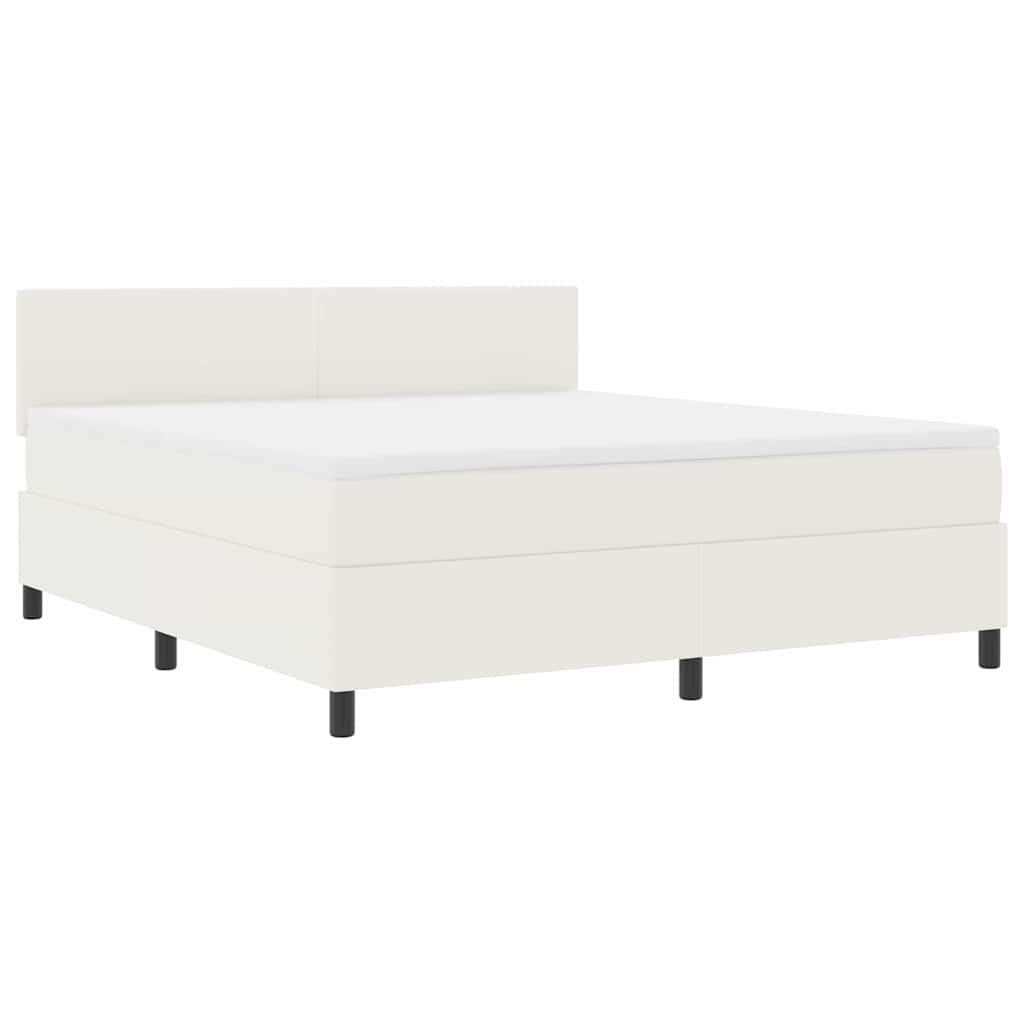 LED Box Spring Bed Creme og hvid 180 x 200 cm Velourstof