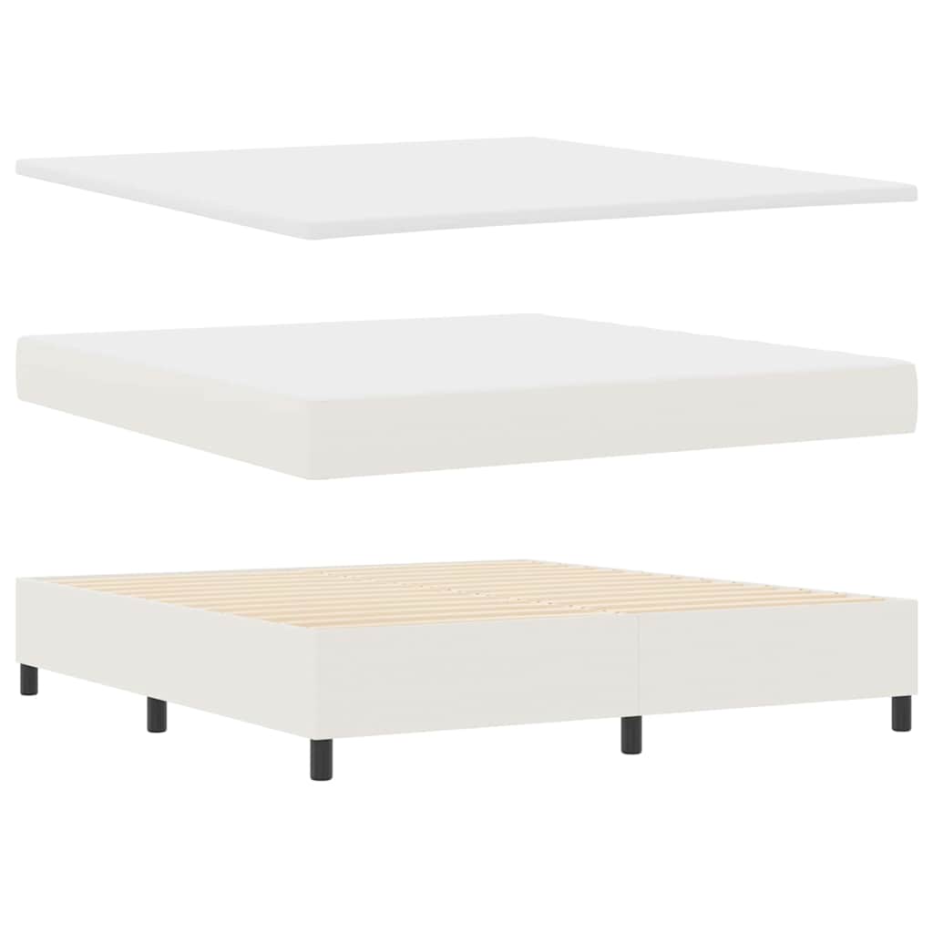 LED Box Spring Bed Creme og hvid 180 x 200 cm Velourstof