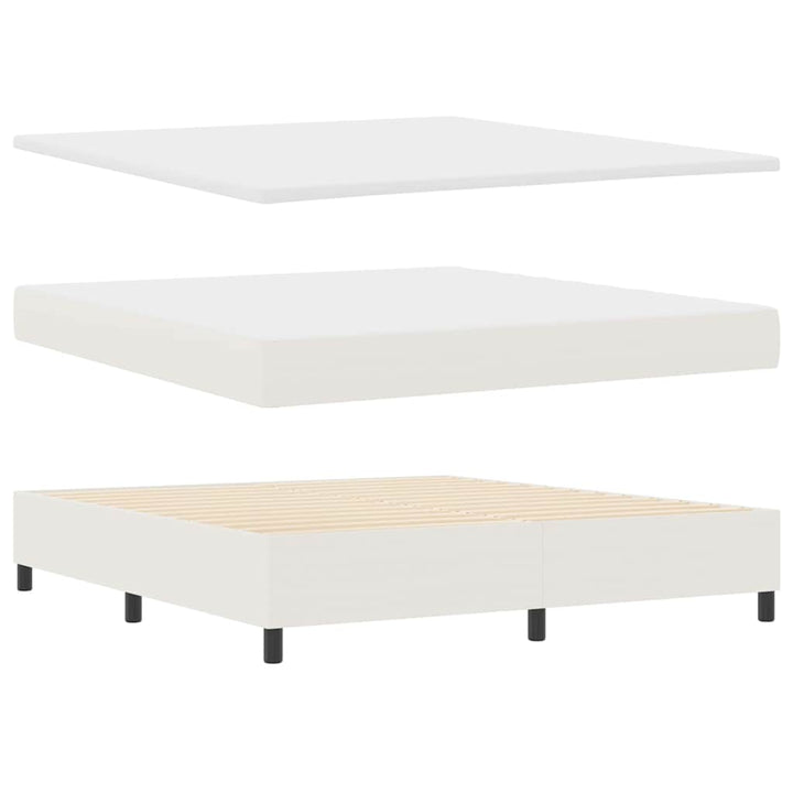 LED Box Spring Bed Creme og hvid 180 x 200 cm Velourstof