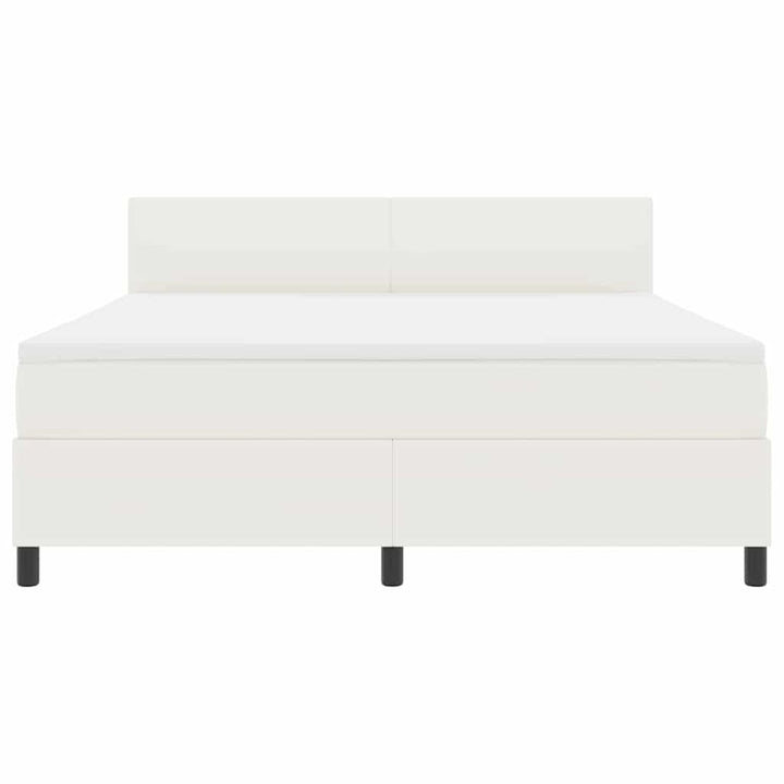 LED Box Spring Bed Creme og hvid 180 x 200 cm Velourstof