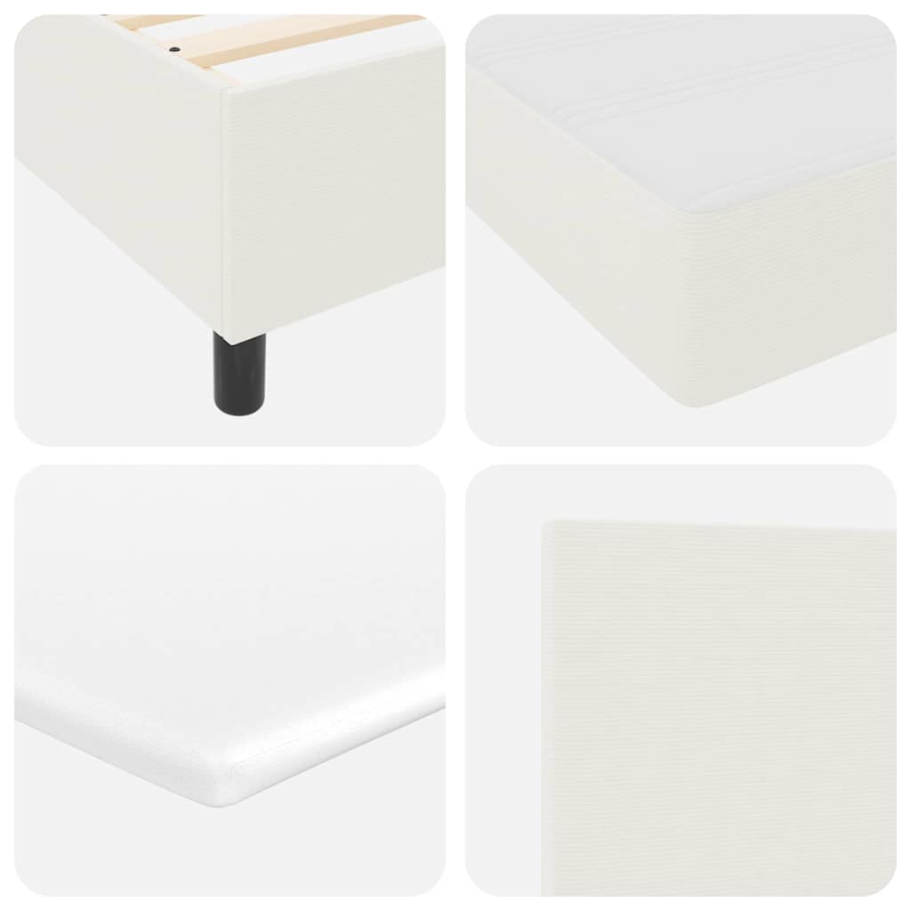 LED Box Spring Bed Creme og hvid 200 x 200 cm Velourstof