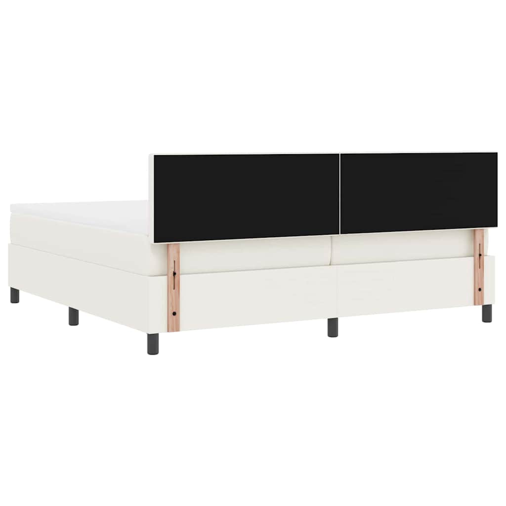 LED Box Spring Bed Creme og hvid 200 x 200 cm Velourstof