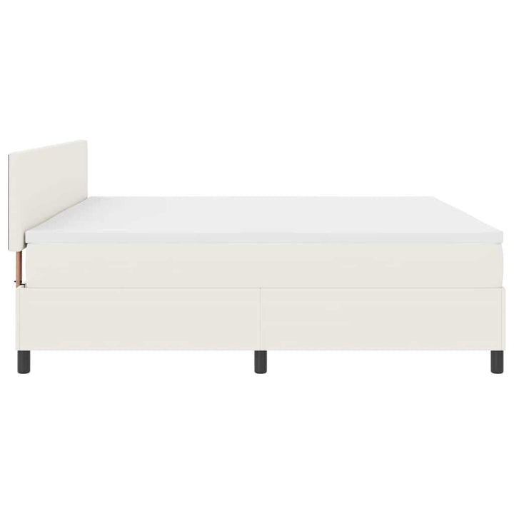 LED Box Spring Bed Creme og hvid 200 x 200 cm Velourstof