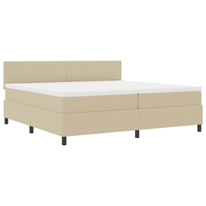 LED Box Spring Bed Lys Grå og Hvid 200 x 200 cm Velourstof