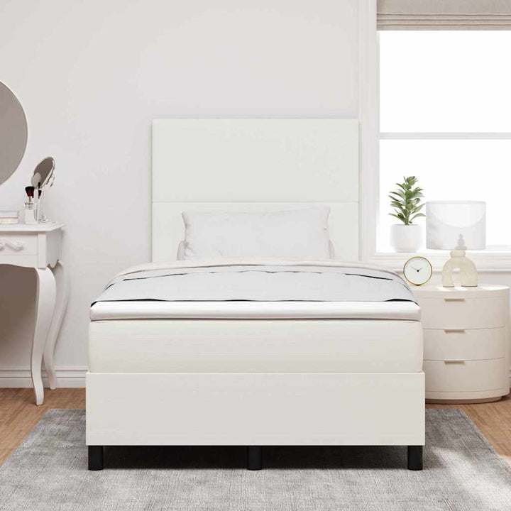LED Box Spring Bed Creme og hvid 120 x 190 cm Velourstof