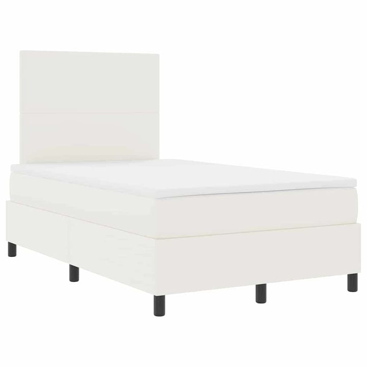 LED Box Spring Bed Creme og hvid 120 x 190 cm Velourstof