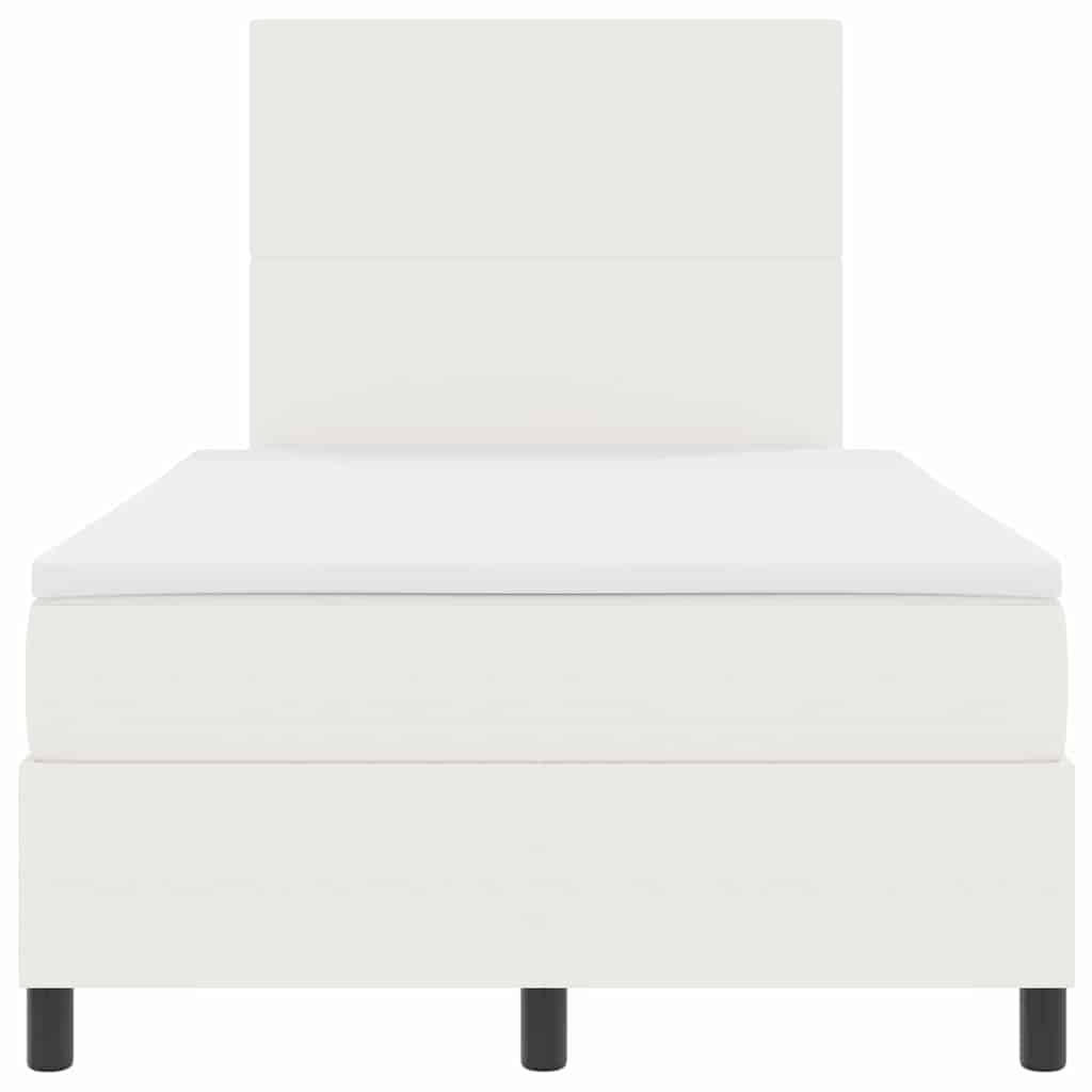 LED Box Spring Bed Creme og hvid 120 x 190 cm Velourstof