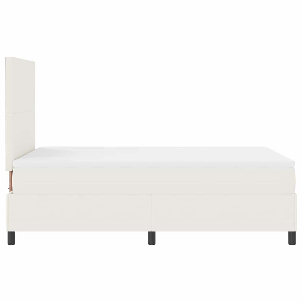 LED Box Spring Bed Creme og hvid 120 x 190 cm Velourstof