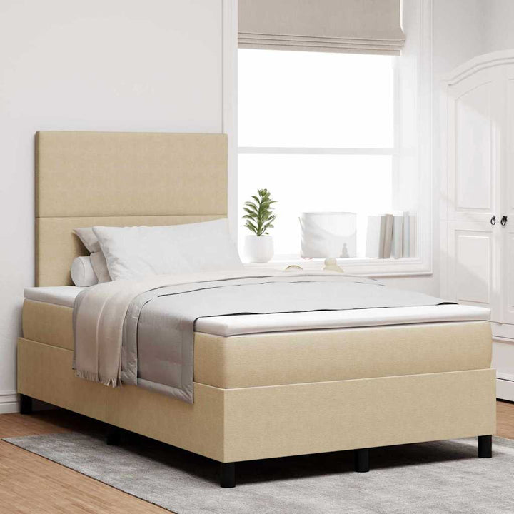 LED Box Spring Bed Lys Grå og Hvid 120 x 190 cm Velourstof