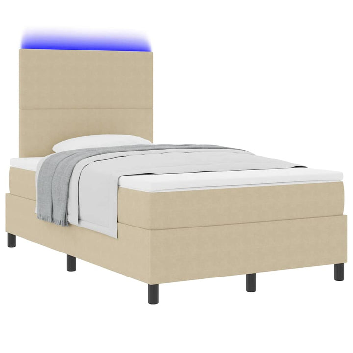 LED Box Spring Bed Lys Grå og Hvid 120 x 190 cm Velourstof