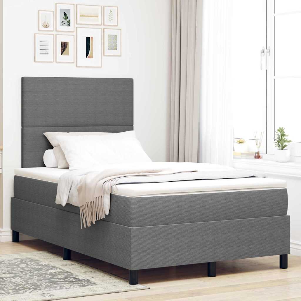 LED Box Spring Bed Lys Grå og Hvid 120 x 200 cm Velourstof