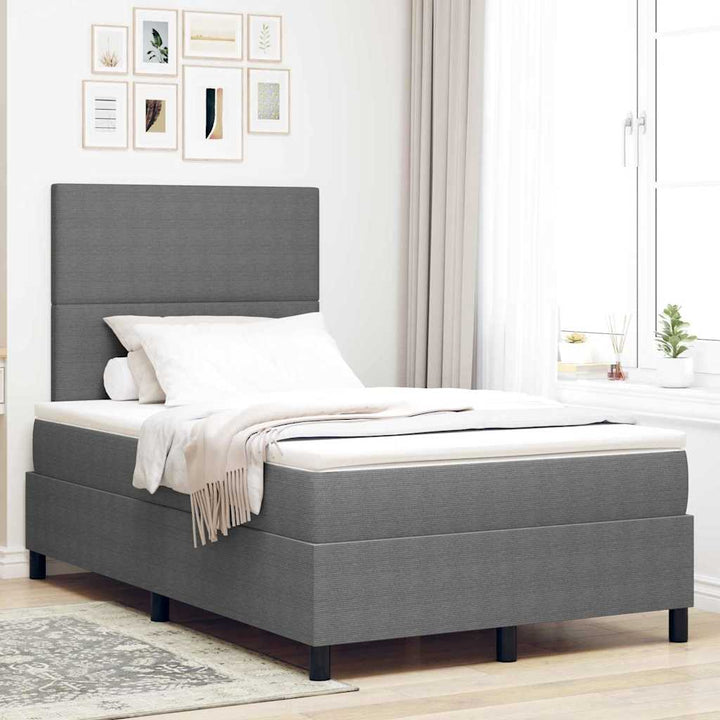 LED Box Spring Bed Lys Grå og Hvid 120 x 200 cm Velourstof