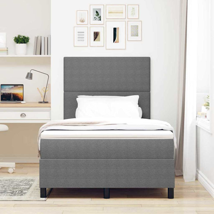 LED Box Spring Bed Lys Grå og Hvid 120 x 200 cm Velourstof