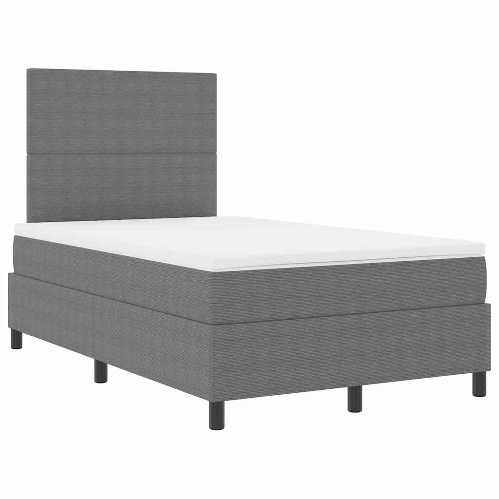 LED Box Spring Bed Lys Grå og Hvid 120 x 200 cm Velourstof