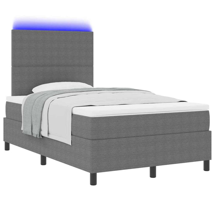 LED Box Spring Bed Lys Grå og Hvid 120 x 200 cm Velourstof