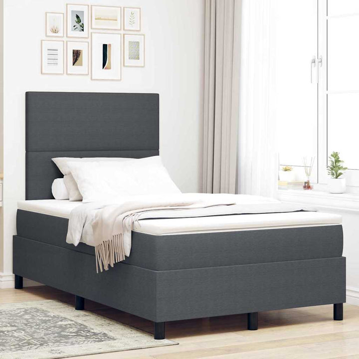 LED Box Spring Bed Mørkegrå og Hvid 120 x 200 cm Velourstof