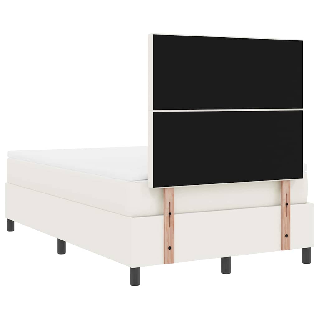 LED Box Spring Bed Creme og hvid 120 x 200 cm Velourstof