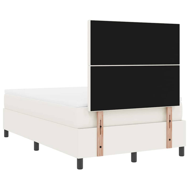 LED Box Spring Bed Creme og hvid 120 x 200 cm Velourstof