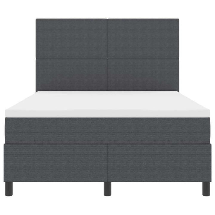 LED Box Spring Bed Mørkegrå og Hvid 140 x 190 cm Velourstof