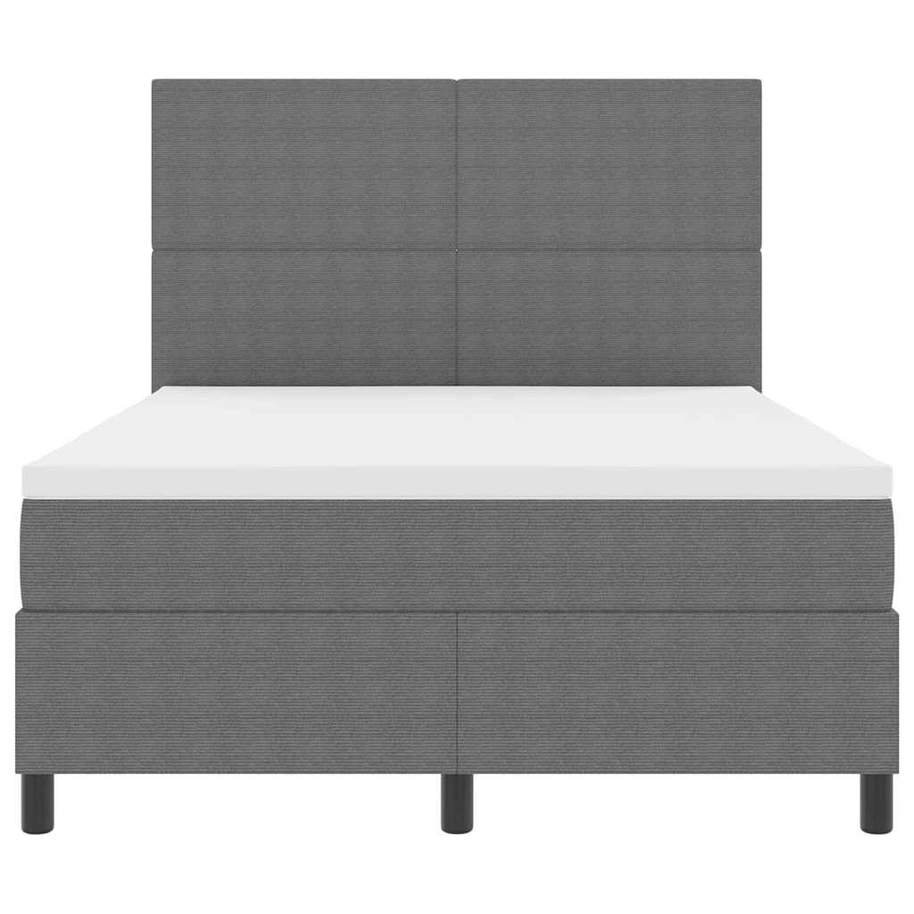 LED Box Spring Bed Lys Grå og Hvid 140 x 200 cm Velourstof