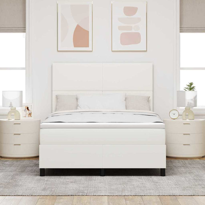 LED Box Spring Bed Creme og hvid 160 x 200 cm Velourstof