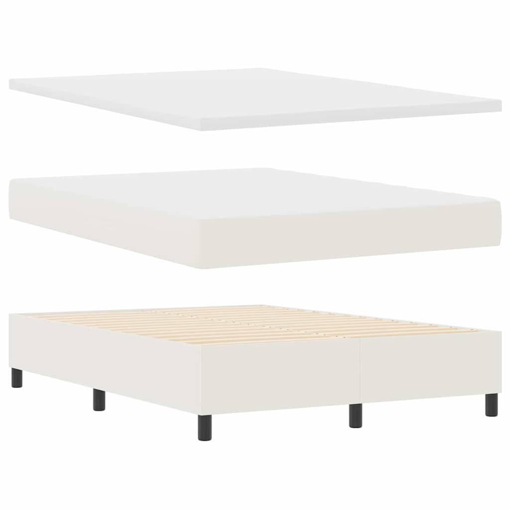 LED Box Spring Bed Creme og hvid 160 x 200 cm Velourstof
