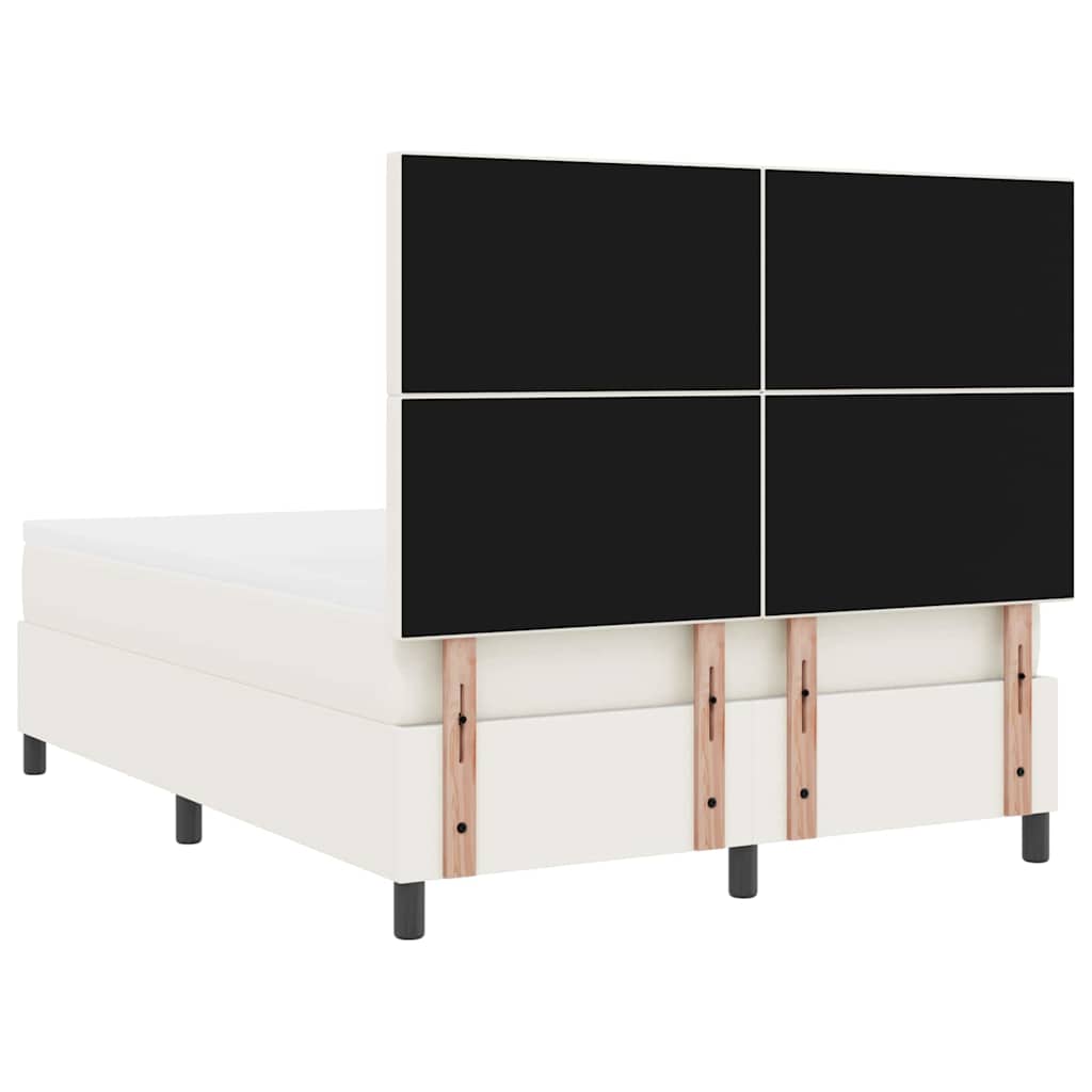 LED Box Spring Bed Creme og hvid 160 x 200 cm Velourstof