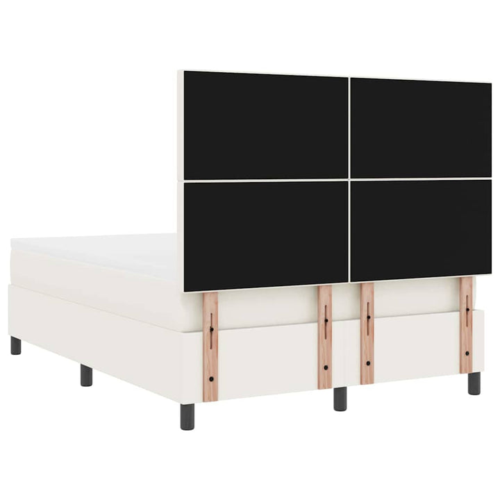 LED Box Spring Bed Creme og hvid 160 x 200 cm Velourstof