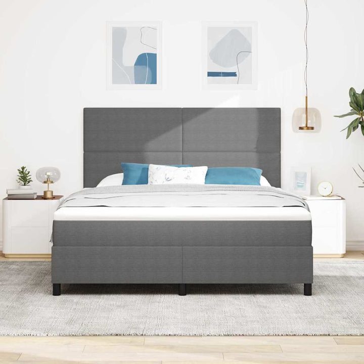 LED Box Spring Bed Lys Grå og Hvid 180 x 200 cm Velourstof