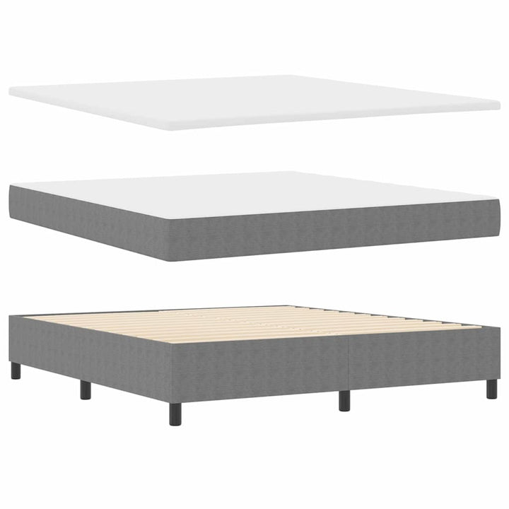 LED Box Spring Bed Lys Grå og Hvid 180 x 200 cm Velourstof
