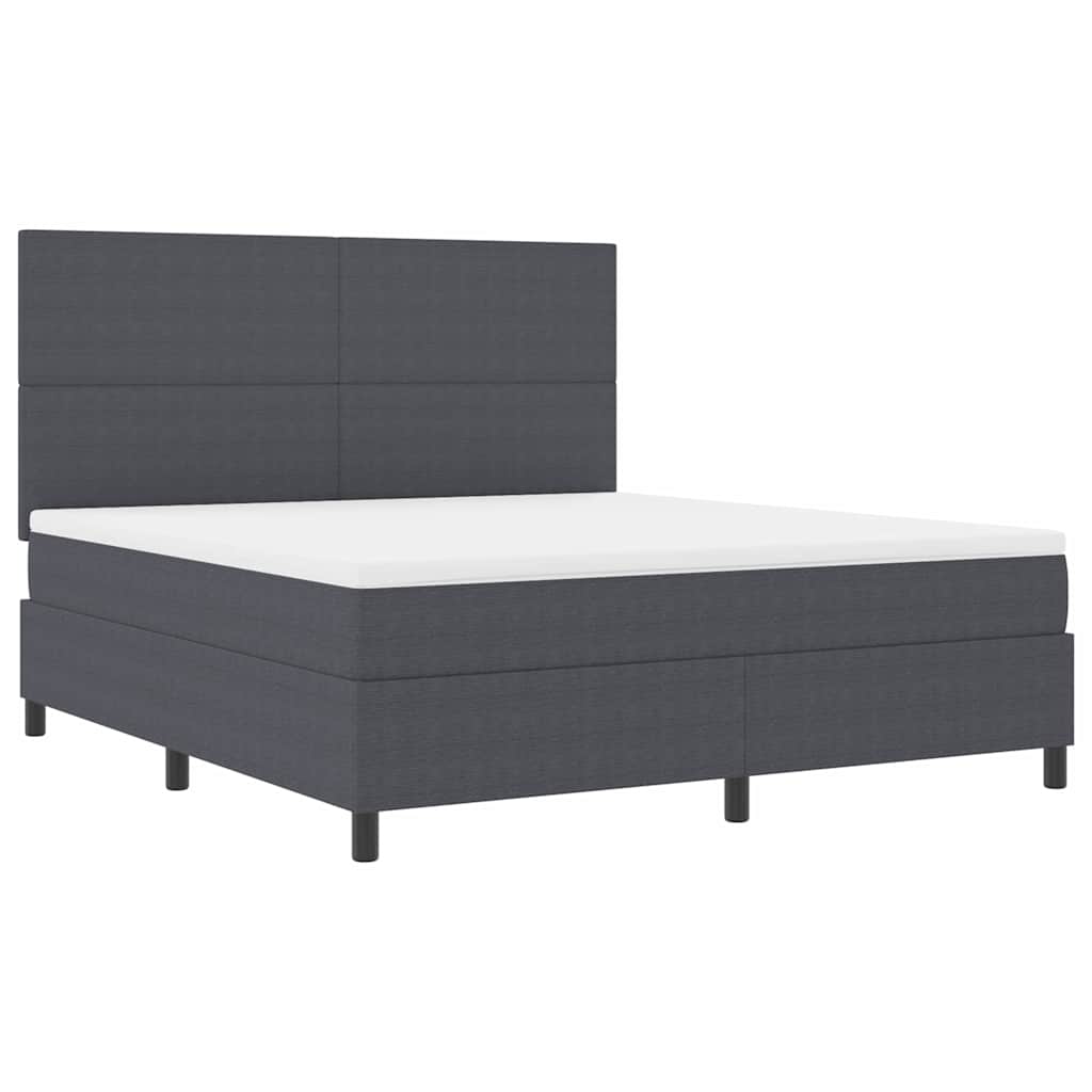 LED Box Spring Bed Mørkegrå og Hvid 180 x 200 cm Velourstof