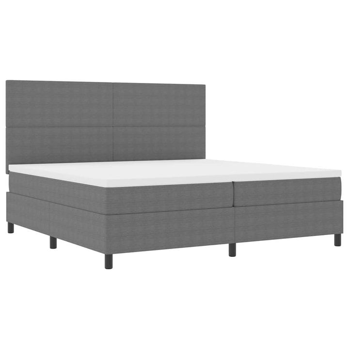LED Box Spring Bed Lys Grå og Hvid 200 x 200 cm Velourstof