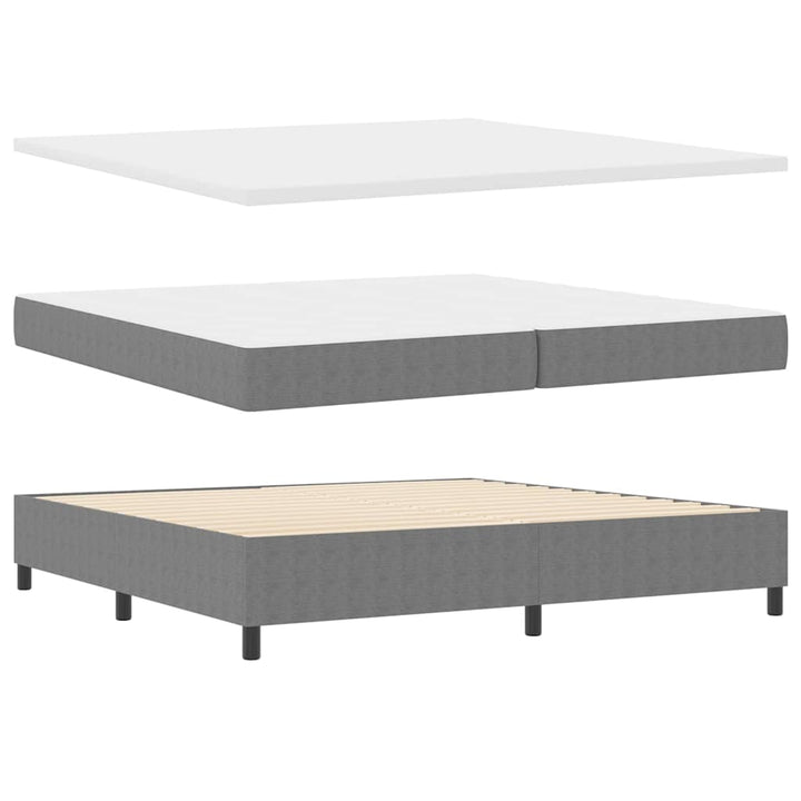 LED Box Spring Bed Lys Grå og Hvid 200 x 200 cm Velourstof
