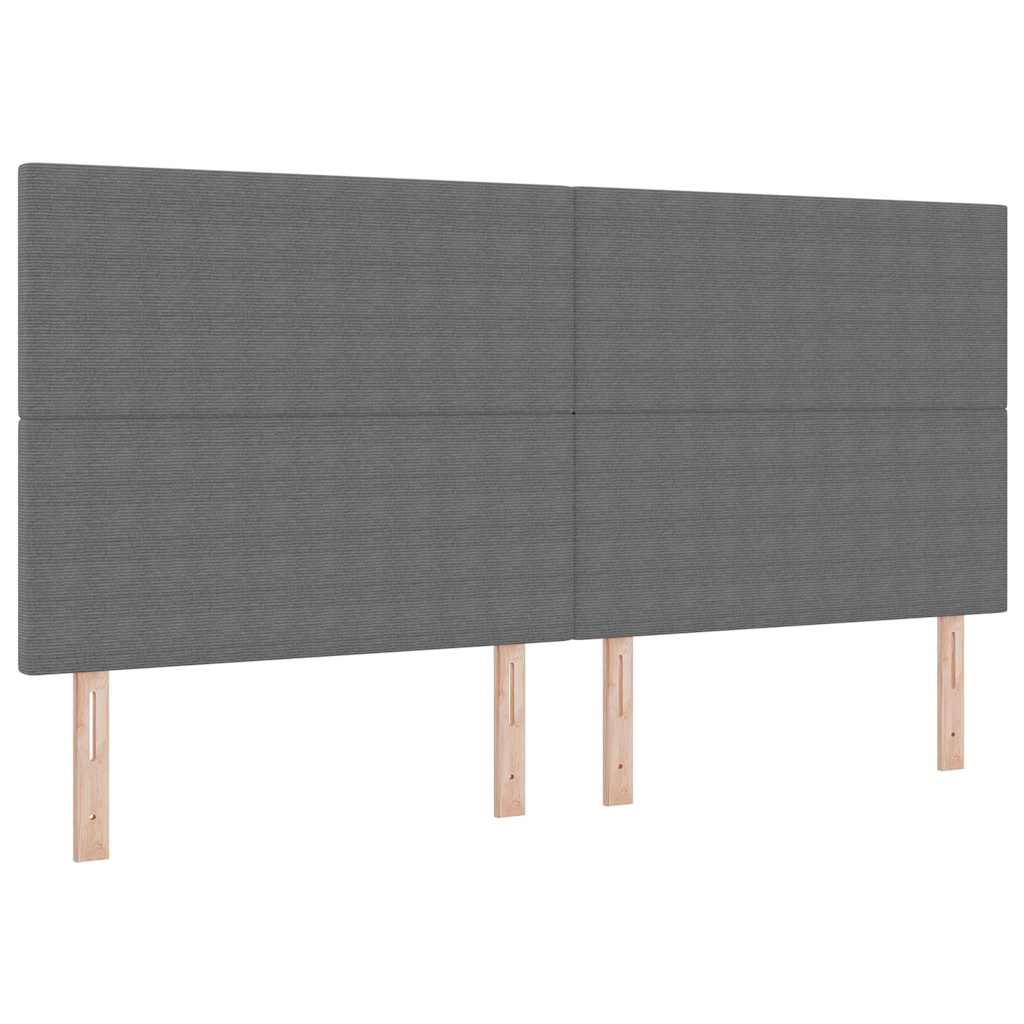 LED Box Spring Bed Lys Grå og Hvid 200 x 200 cm Velourstof