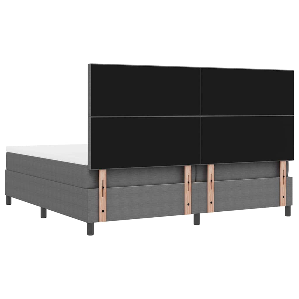 LED Box Spring Bed Lys Grå og Hvid 200 x 200 cm Velourstof