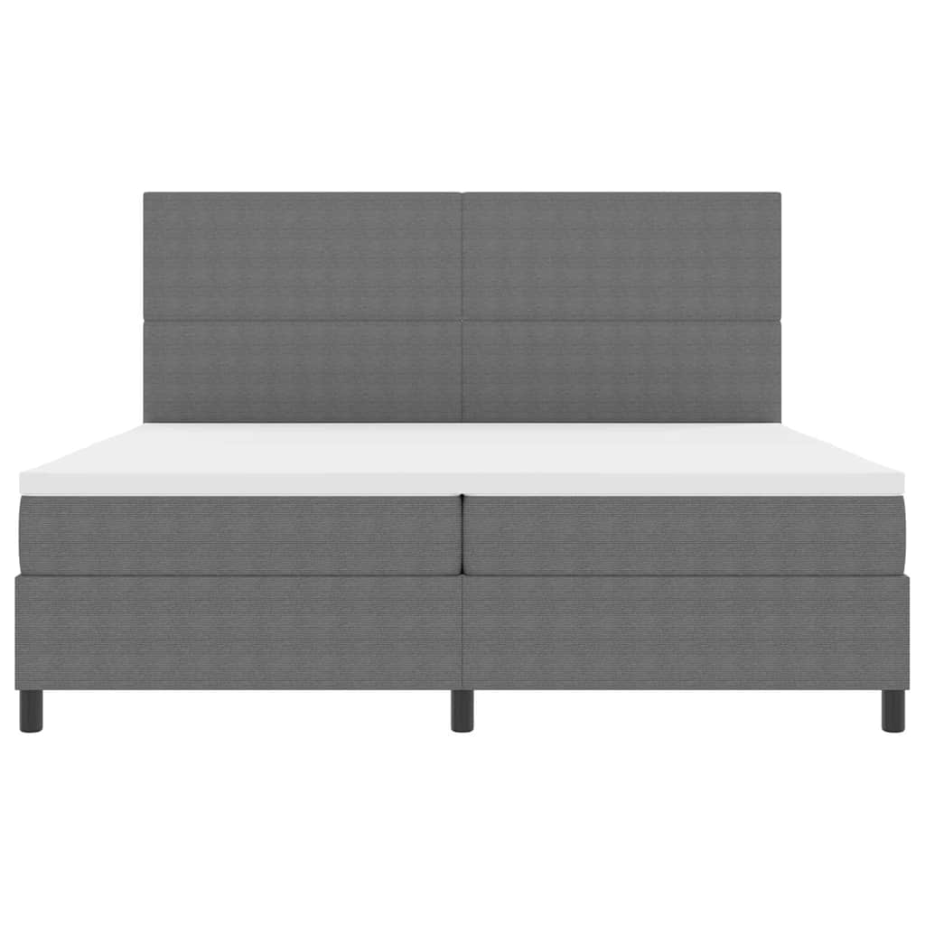 LED Box Spring Bed Lys Grå og Hvid 200 x 200 cm Velourstof