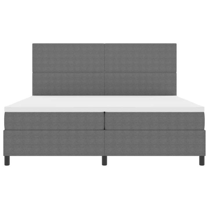 LED Box Spring Bed Lys Grå og Hvid 200 x 200 cm Velourstof